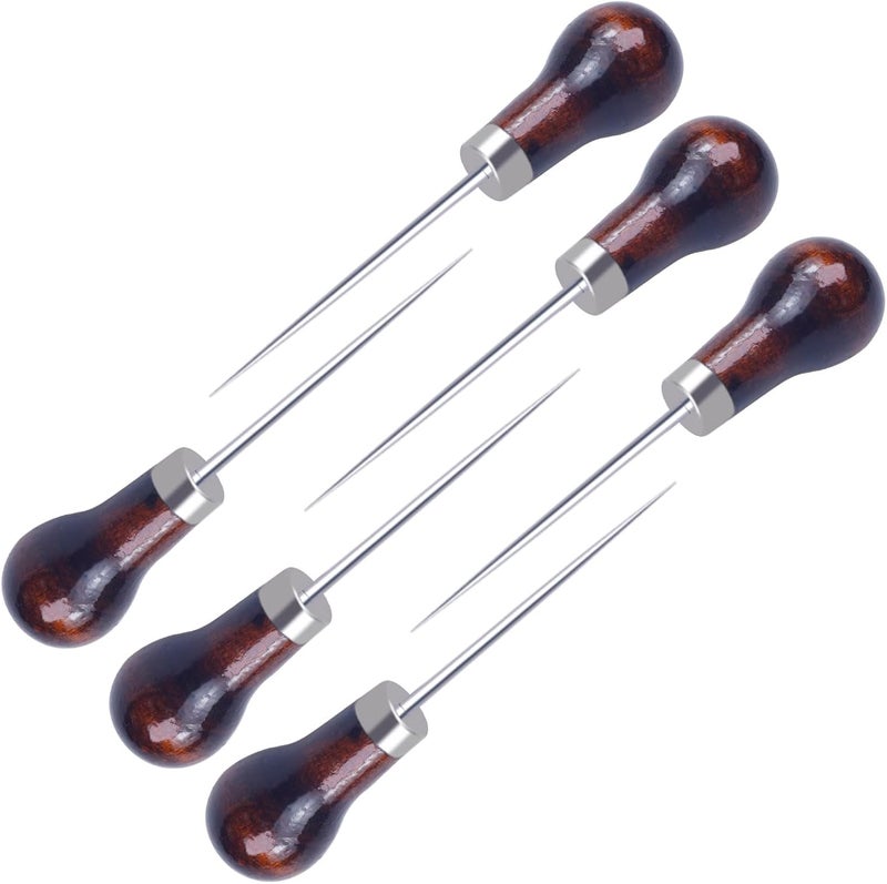 Abvsdu 6 PCS Awl Tool, Gourd Shape Wooden Handle Scratch Awl Tool, Awl Tool Sewing for Leather Craft Cloth Pouch Hole DIY Handmade Maker Tool - Image 1